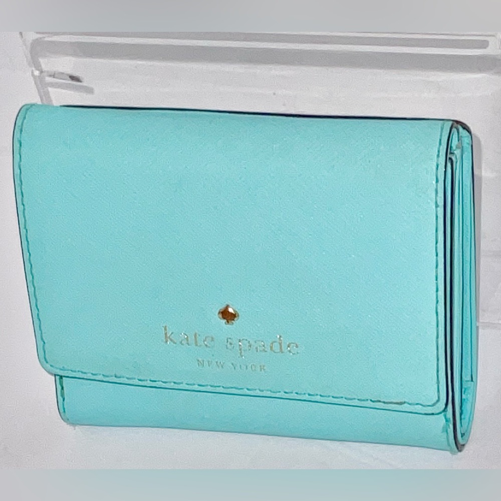 Kate Spade Tiffany Blue Tri-Fold Leather Wallet VGC-EC Pre-Owned Condition